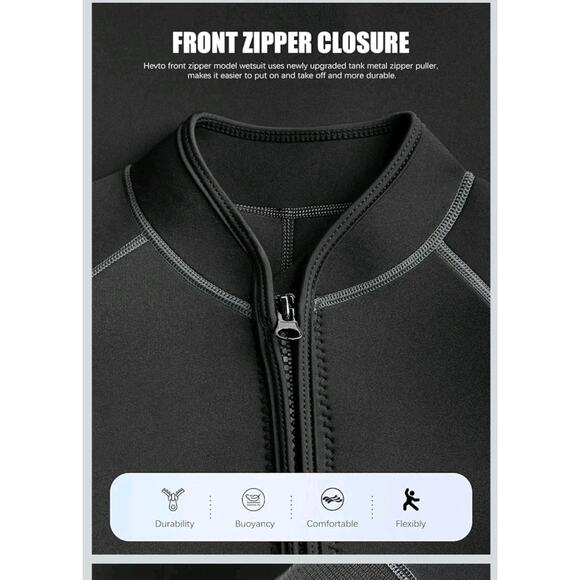 NWT Hevto Men Wetsuits 3/2mm Neoprene Wet Suit Back Front Zip XXL - Picture 8 of 10